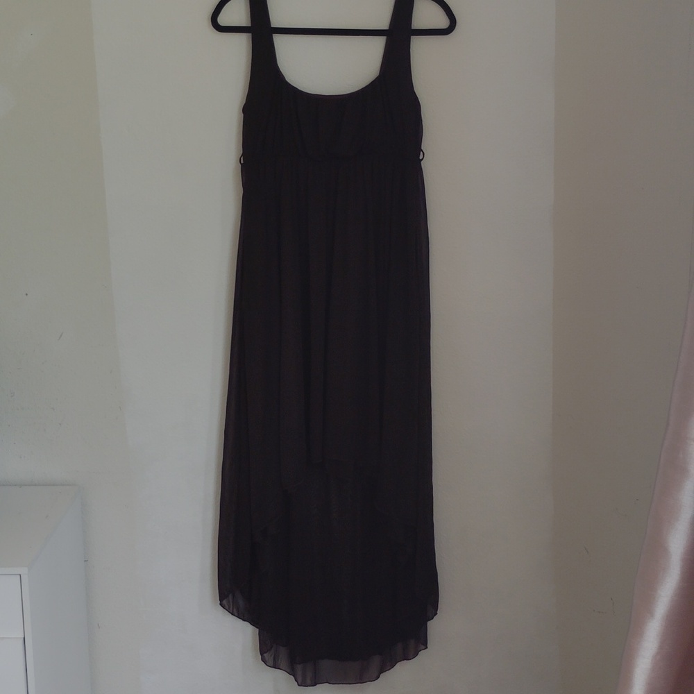VTG 90s Pia Sheer Hi-Low Maxi Dress Sz L Empire Waist Whimsigoth Fairy Flowy Y2K